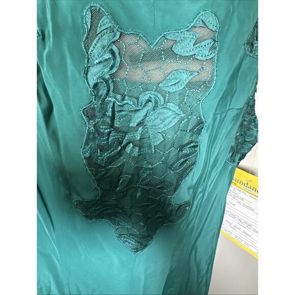 Sundance Slip Dress 6 Teal Green Lace Cut Out Detail Slit Ruffle Cocktail Formal - Picture 13 of 13